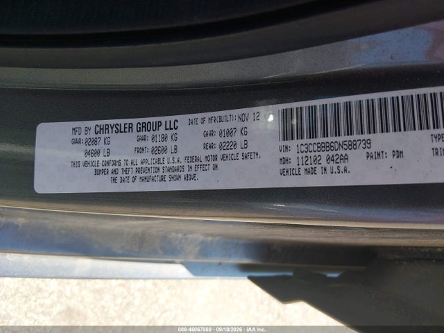 2013 Chrysler 200 Touring მანქანა იყიდება აუქციონზე, vin: 1C3CCBBB6DN588739, აუქციონის ნომერი: 46067800