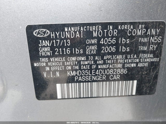 Продажа на аукционе авто 2013 Hyundai Elantra Gt, vin: KMHD35LE4DU082886, номер лота: 46067913