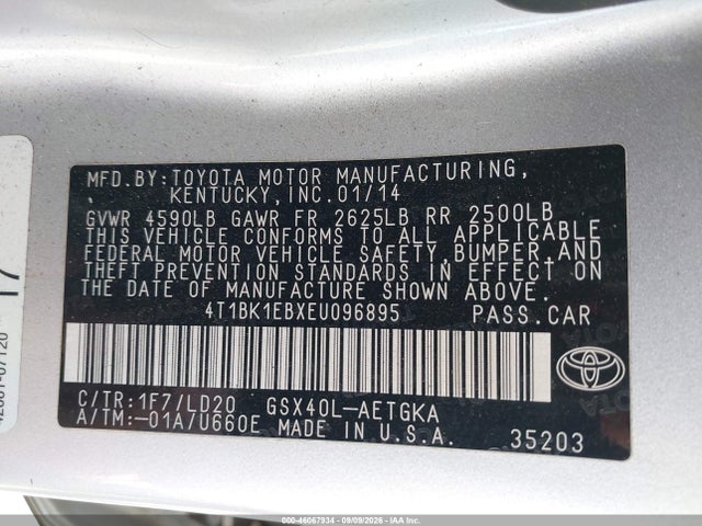 2014 Toyota Avalon Xle მანქანა იყიდება აუქციონზე, vin: 4T1BK1EBXEU096895, აუქციონის ნომერი: 46067934