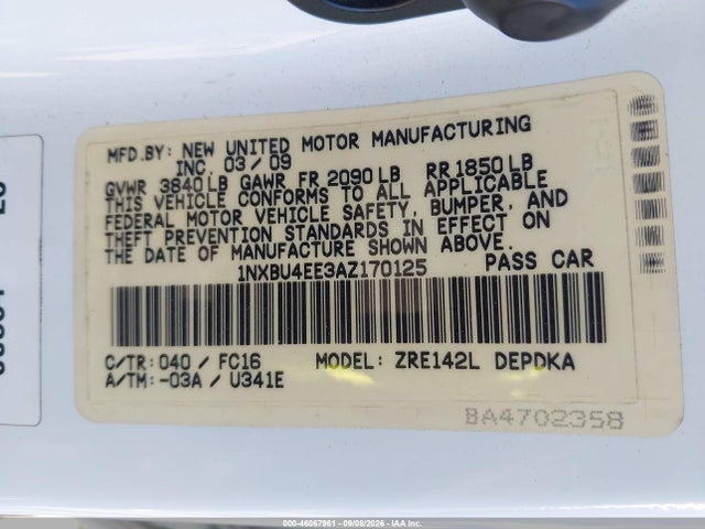 Продаж на аукціоні авто 2010 Toyota Corolla Le, vin: 1NXBU4EE3AZ170125, номер лоту: 46067961