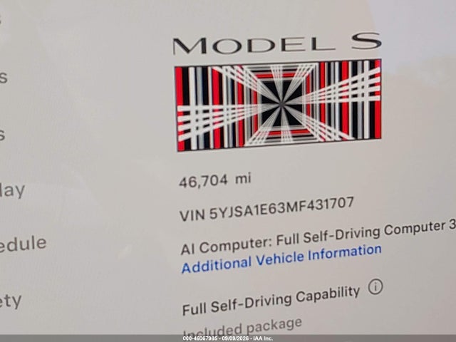 Aukcja sprzedaży 2021 Tesla Model S Plaid Tri Motor All-wheel Drive, vin: 5YJSA1E63MF431707, numer aukcji: 46067985