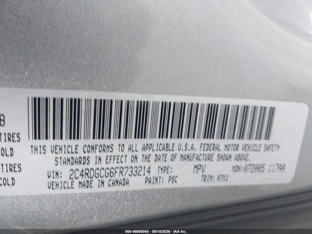 Продаж на аукціоні авто 2015 Dodge Grand Caravan Sxt, vin: 2C4RDGCG6FR733214, номер лоту: 46068088