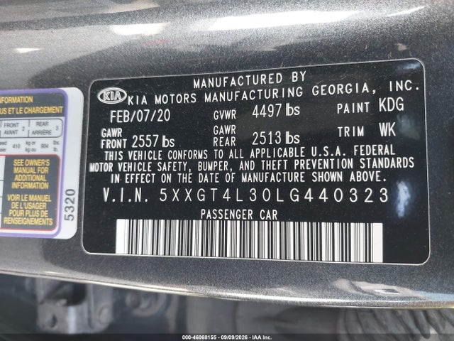 KIA Optima Se 2020 5XXGT4L30LG440323 Image 9