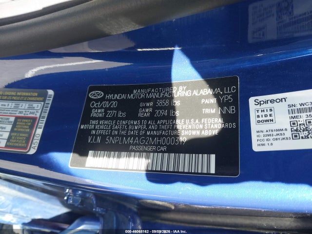 5NPLM4AG2MH000319 Hyundai ELANTRA SEL