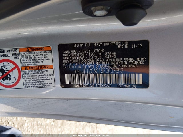 Aukcja sprzedaży 2014 Subaru Brz Limited, vin: JF1ZCAC19E9603952, numer aukcji: 46068192