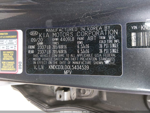 Aukcja sprzedaży 2020 Kia Niro Plug-in Hybrid Ex, vin: KNDCD3LD0L5434539, numer aukcji: 46068233