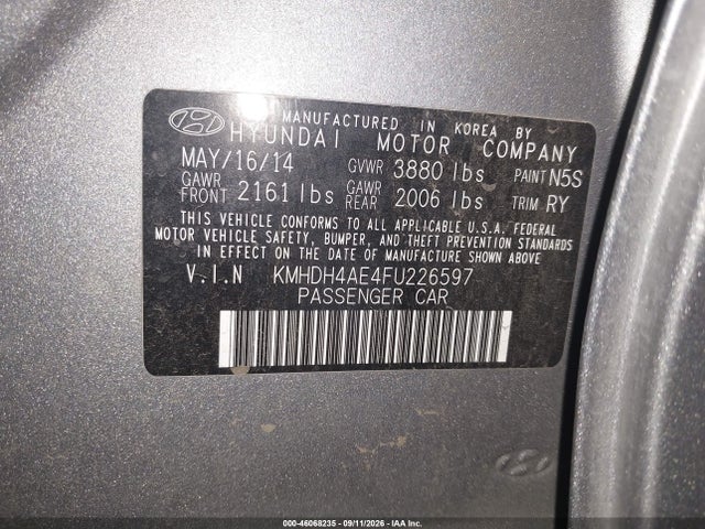 Hyundai ELANTRA SE 2015 KMHDH4AE4FU226597 Image 9