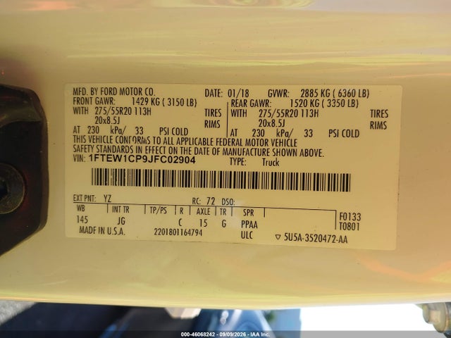 Ford F-150 Xl 2018 1FTEW1CP9JFC02904 Image 9