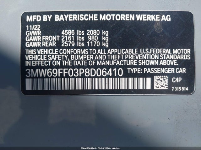 BMW 330I 2023 3MW69FF03P8D06410 Image 9