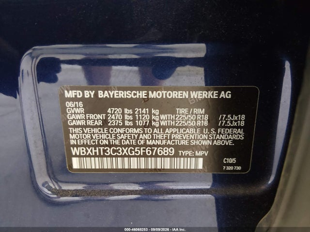 Aukcja sprzedaży 2016 Bmw X1 Xdrive28i, vin: WBXHT3C3XG5F67689, numer aukcji: 46068253