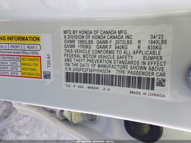 Honda Civic Sport 2023 2HGFE2F56PH545234 Image 9