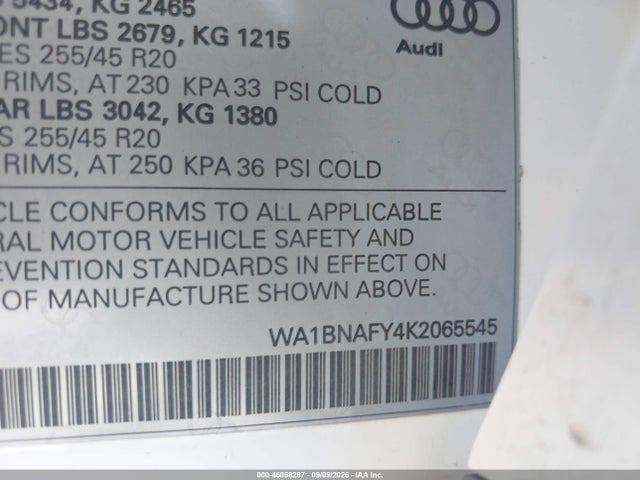 Продажа на аукционе авто 2019 Audi Q5 45 Premium, vin: WA1BNAFY4K2065545, номер лота: 46068287