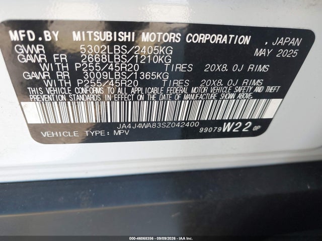 Aukcja sprzedaży 2025 Mitsubishi Outlander Sel 2.5 S-awc, vin: JA4J4WA83SZ042400, numer aukcji: 46068356