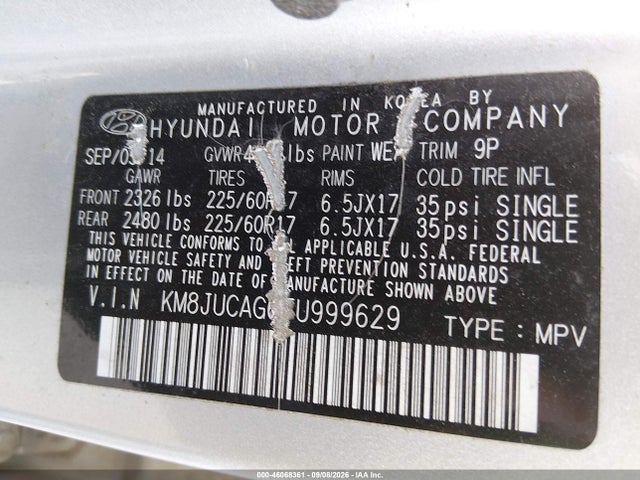 2015 Hyundai Tucson Se მანქანა იყიდება აუქციონზე, vin: KM8JUCAG6FU999629, აუქციონის ნომერი: 46068361