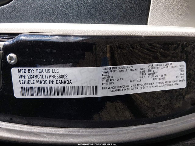 Aukcja sprzedaży 2023 Chrysler Pacifica Hybrid Touring L, vin: 2C4RC1L77PR588802, numer aukcji: 46068393