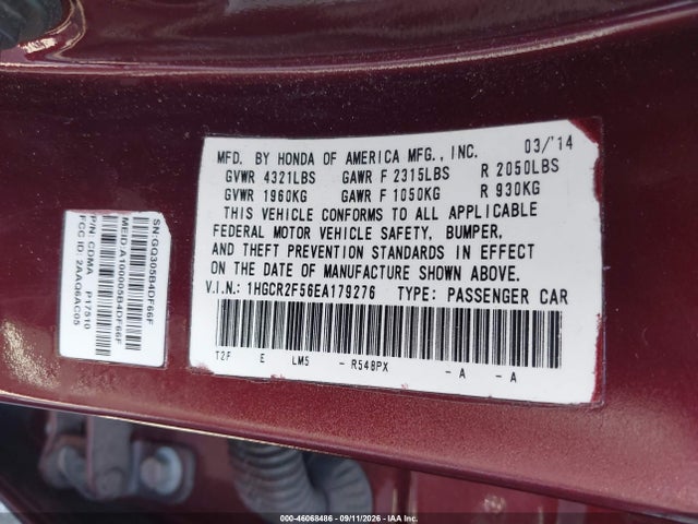 1HGCR2F56EA179276 Honda Accord Sport