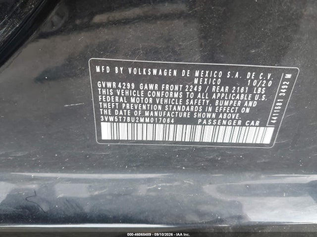 2021 Volkswagen Jetta Gli 2.0t Autobahn/2.0t S მანქანა იყიდება აუქციონზე, vin: 3VW5T7BU2MM017064, აუქციონის ნომერი: 46068489