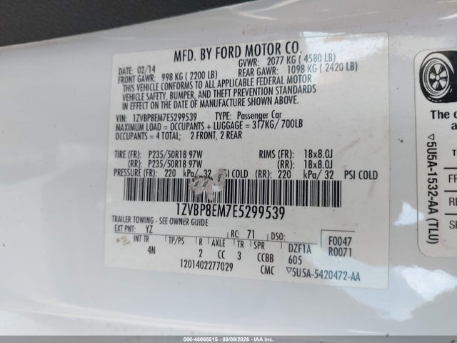 1ZVBP8EM7E5299539 Ford Mustang V6 Premium