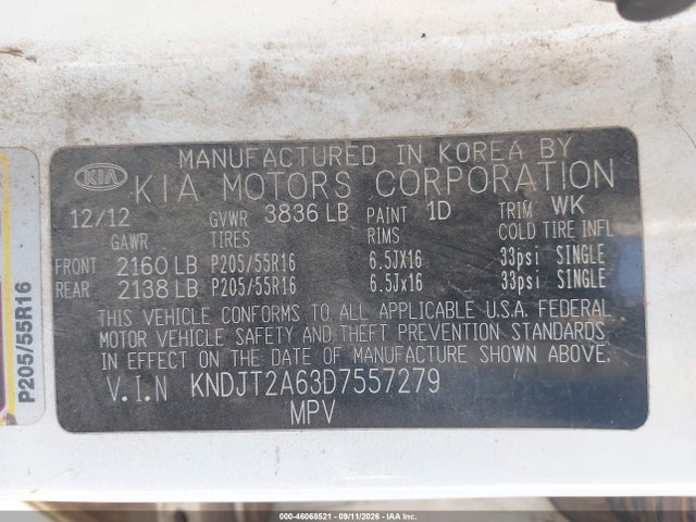 Продажа на аукционе авто 2013 Kia Soul +, vin: KNDJT2A63D7557279, номер лота: 46068521