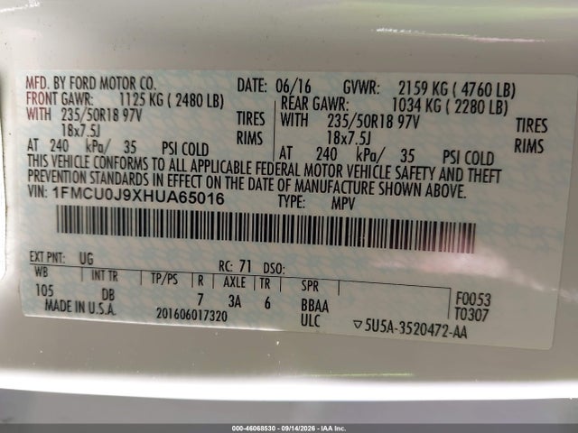 Ford Escape Titanium 2017 1FMCU0J9XHUA65016 Image 9