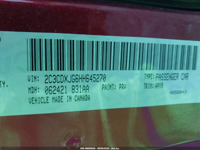 46068540 :رقم المزاد ، 2C3CDXJG6HH645270 vin ، 2017 Dodge Charger Sxt Awd مزاد بيع