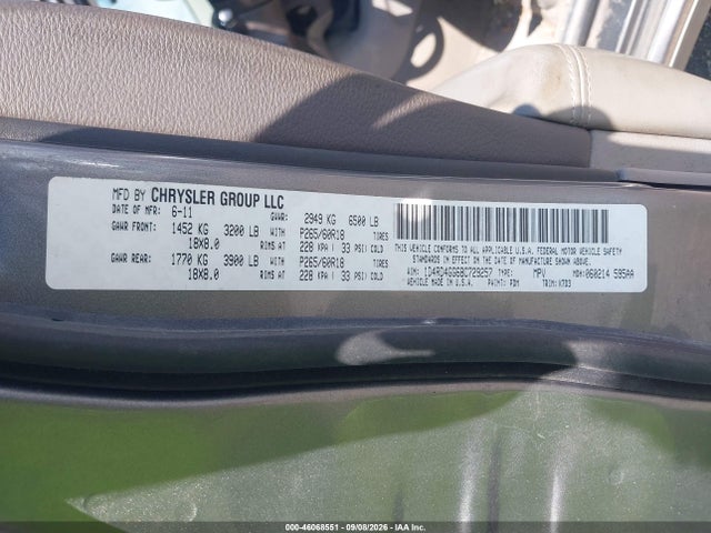Продаж на аукціоні авто 2011 Dodge Durango Crew, vin: 1D4RD4GG6BC729257, номер лоту: 46068551