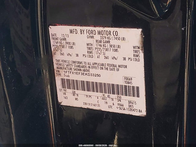Ford F-150 Xlt 2014 1FTFX1EF3EKD33250 Image 9