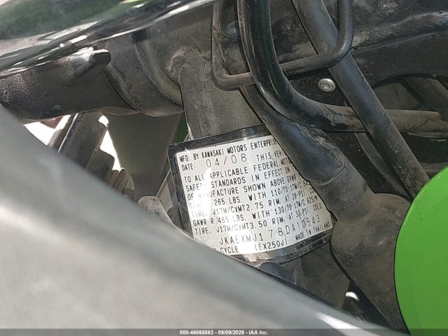 Продажа на аукционе авто 2008 Kawasaki Ex250 J, vin: JKAEXMJ178DA10543, номер лота: 46068563