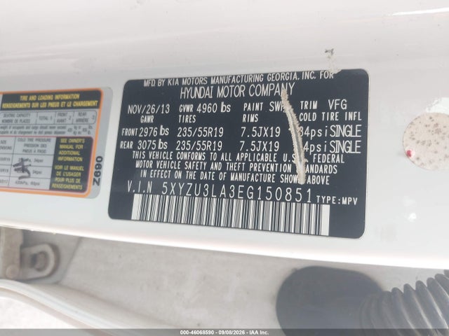 Aukcja sprzedaży 2014 Hyundai Santa Fe Sport 2.0l Turbo, vin: 5XYZU3LA3EG150851, numer aukcji: 46068590
