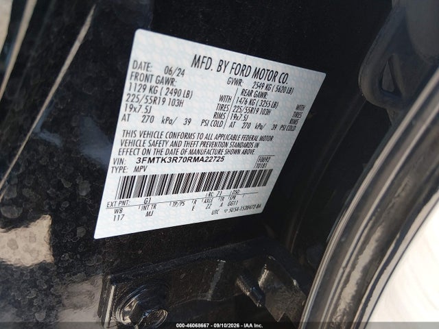 2024 Ford Mustang Mach-e Premium მანქანა იყიდება აუქციონზე, vin: 3FMTK3R70RMA22725, აუქციონის ნომერი: 46068667