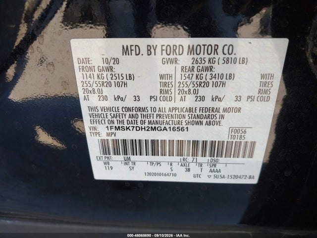 Ford EXPLORER XLT 2021 1FMSK7DH2MGA16561 Image 9