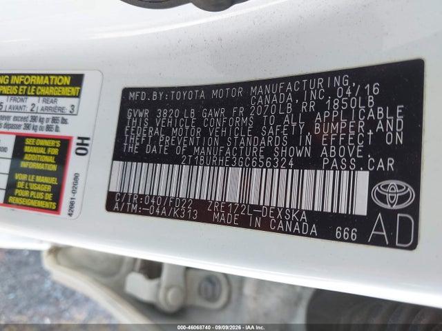 Toyota Corolla S Plus 2016 2T1BURHE3GC656324 Image 9
