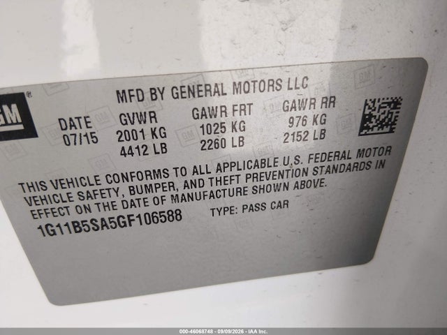 Chevrolet Malibu Limited Ls 2016 1G11B5SA5GF106588 Image 9