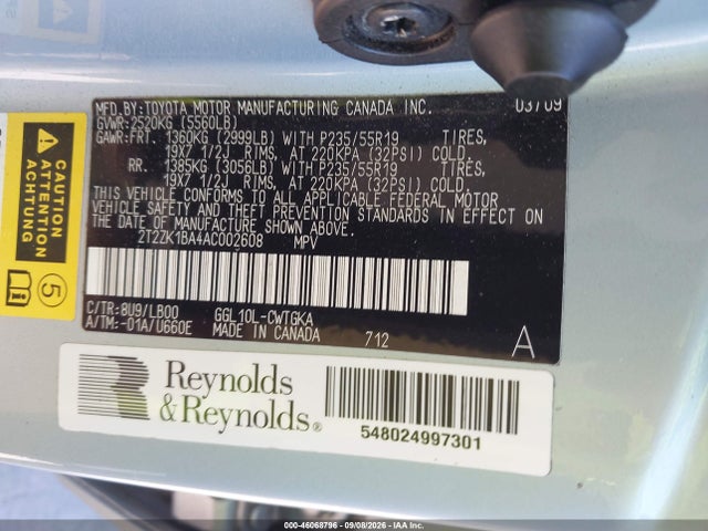Продаж на аукціоні авто 2010 Lexus Rx 350, vin: 2T2ZK1BA4AC002608, номер лоту: 46068796