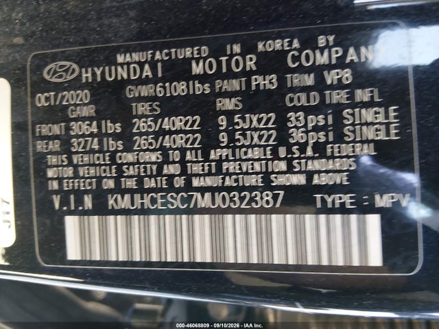2021 Genesis Gv80 3.5t Awd მანქანა იყიდება აუქციონზე, vin: KMUHCESC7MU032387, აუქციონის ნომერი: 46068809