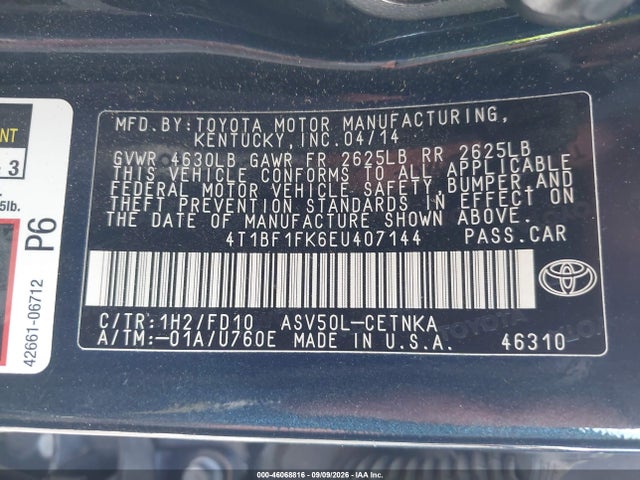 Aukcja sprzedaży 2014 Toyota Camry Le, vin: 4T1BF1FK6EU407144, numer aukcji: 46068816