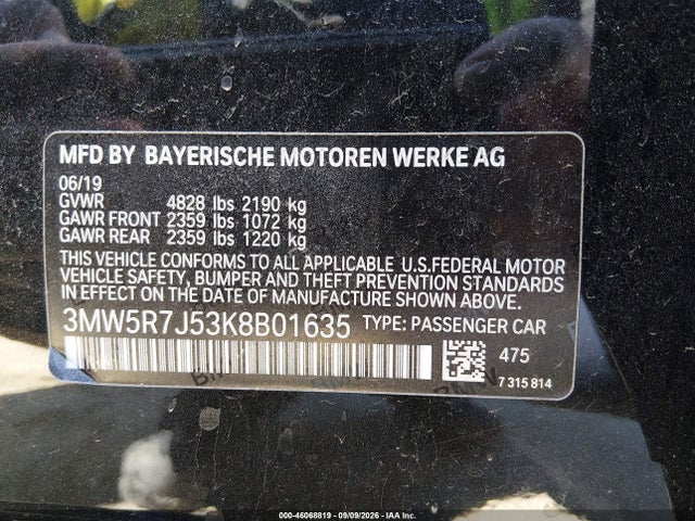 Продажа на аукционе авто 2019 Bmw 330i Xdrive, vin: 3MW5R7J53K8B01635, номер лота: 46068819