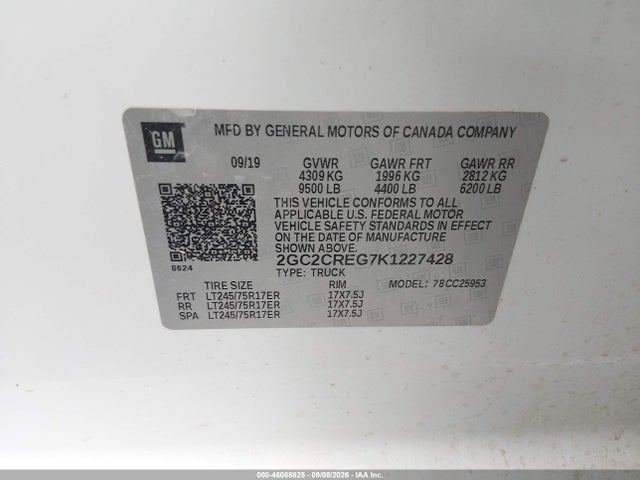 Chevrolet Silverado 2500hd Wt 2019 2GC2CREG7K1227428 Image 9