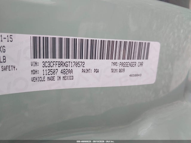 Aukcja sprzedaży 2016 Fiat 500 Sport, vin: 3C3CFFBRXGT170572, numer aukcji: 46068828