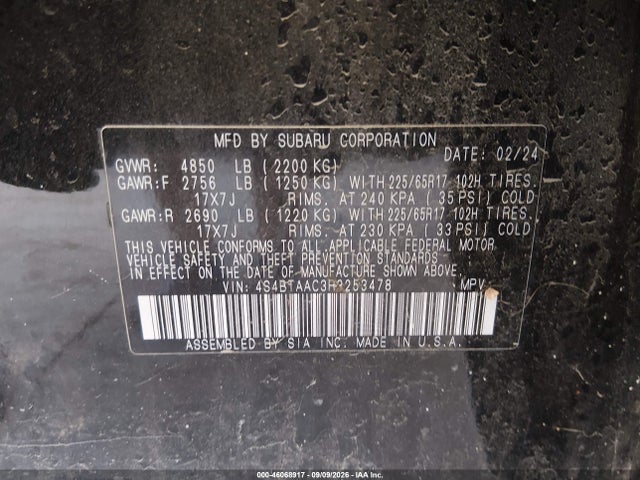 Subaru Outback 2024 4S4BTAAC3R3253478 Image 9