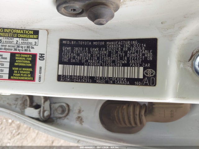 2014 Toyota Corolla S Plus მანქანა იყიდება აუქციონზე, vin: 2T1BURHE1EC095389, აუქციონის ნომერი: 46068931