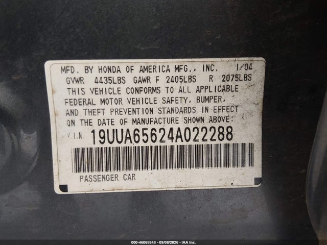 Aukcja sprzedaży 2004 Acura Tl, vin: 19UUA65624A022288, numer aukcji: 46068948
