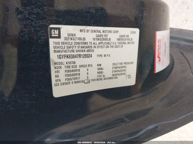 Aukcja sprzedaży 2007 Cadillac Escalade Standard, vin: 1GYFK63847R128024, numer aukcji: 46069042