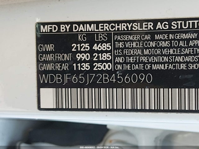 Продажа на аукционе авто 2002 Mercedes-benz E 320 Special Edition, vin: WDBJF65J72B456090, номер лота: 46069052