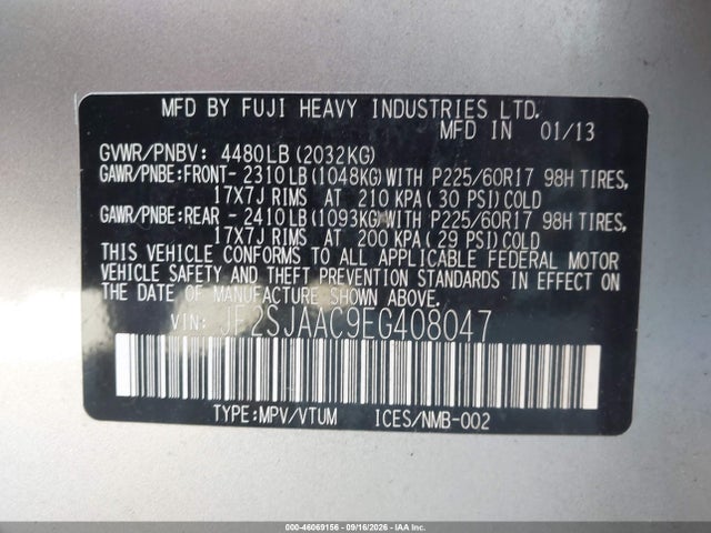 Продаж на аукціоні авто 2014 Subaru Forester 2.5i, vin: JF2SJAAC9EG408047, номер лоту: 46069156