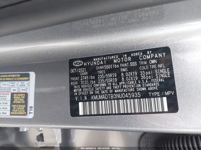 2022 Genesis Gv70 2.5t Awd მანქანა იყიდება აუქციონზე, vin: KMUMADTB3NU045935, აუქციონის ნომერი: 46069216