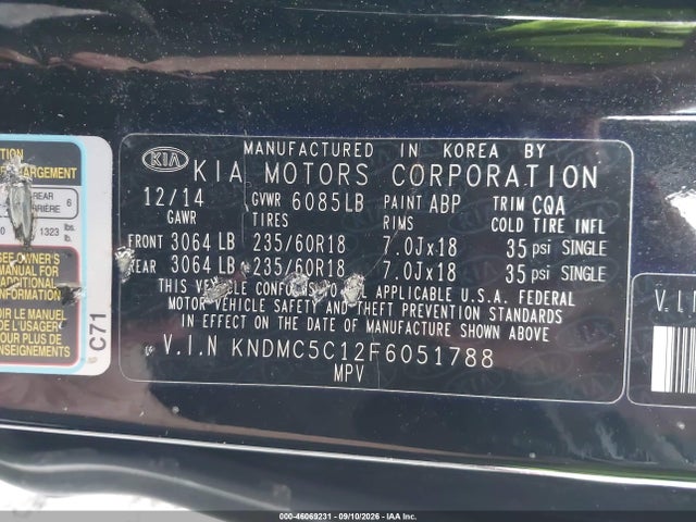KIA SEDONA EX 2015 KNDMC5C12F6051788 Image 9