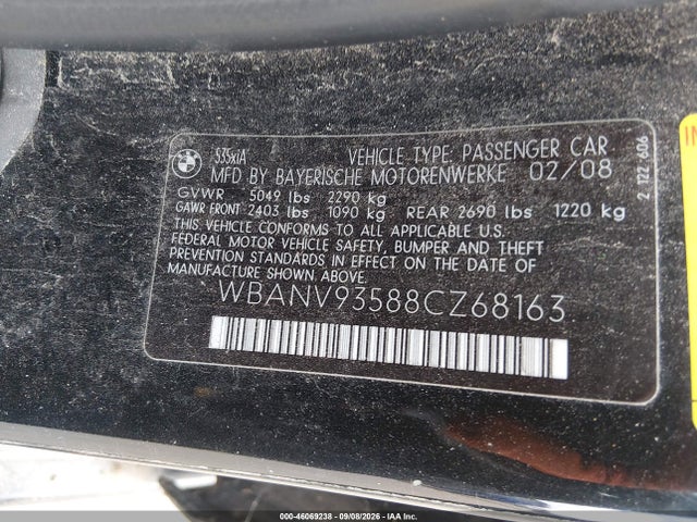 Продажа на аукционе авто 2008 Bmw 535xi, vin: WBANV93588CZ68163, номер лота: 46069238