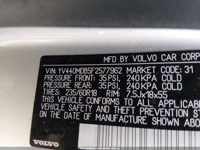 Aukcja sprzedaży 2015 Volvo Xc60 T5 Premier, vin: YV440MDB5F2577962, numer aukcji: 46069358