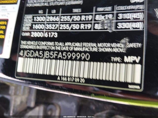 4JGDA5JB5FA599990 Mercedes-Benz ML 350